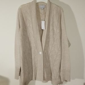Ryllace plus 2X cashmere button cardigan sweater new with tags color oatmeal